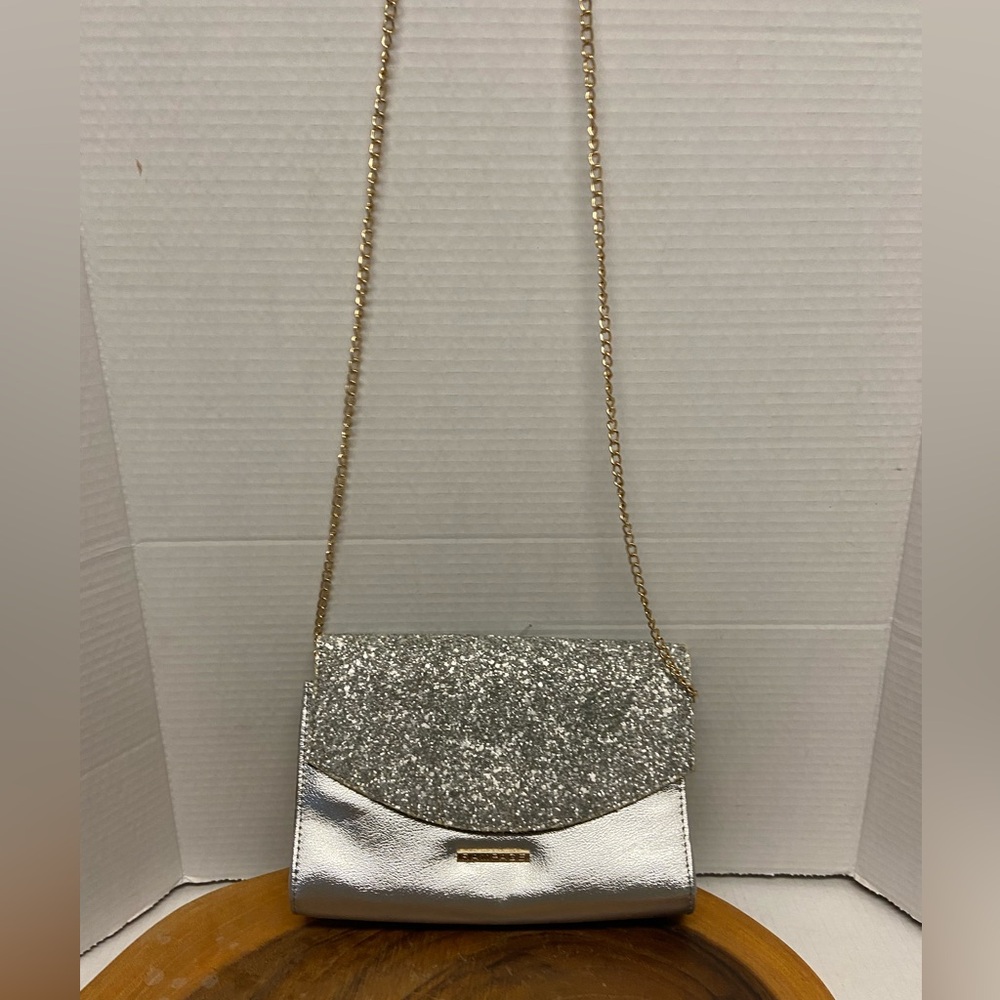 Rampage Silver Glitter Clutch Or Shoulder Bag Evening Bag